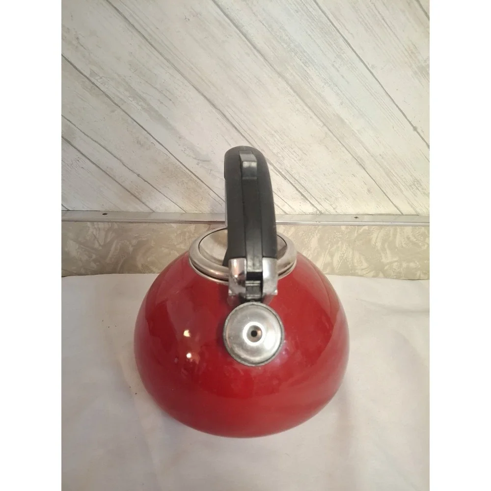 Teakettle Cherry 2.5 Quart Teakettle Red Enamel On Steel